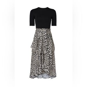 Maje Raprile Leopard Print Midi Dresss
